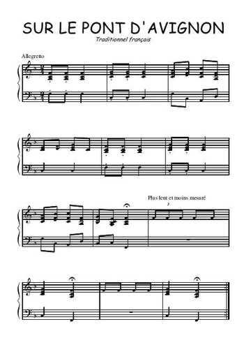 Téléchargez l'arrangement pour piano de la partition de Sur le pont d'Avignon en PDF